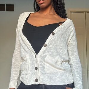 Abercrombie & Fitch Off-White Button-Up Cardigan